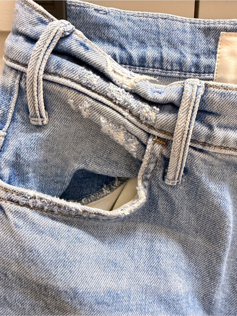MOTHER Light Blue Distressed Wide-Leg Jeans - Picture 6 of 16